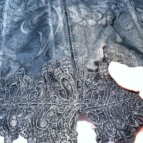 Black Satin Halter Boned Corset with Hook Clasps and Lace Tie (no size listed) P - Picture 2 of 9